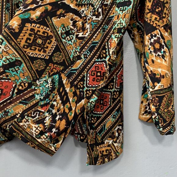 Vintage Womens Plus Size 3XL Blouse Bohemian Aztec Earthy Artsy Tribal Ethnic - Picture 3 of 8